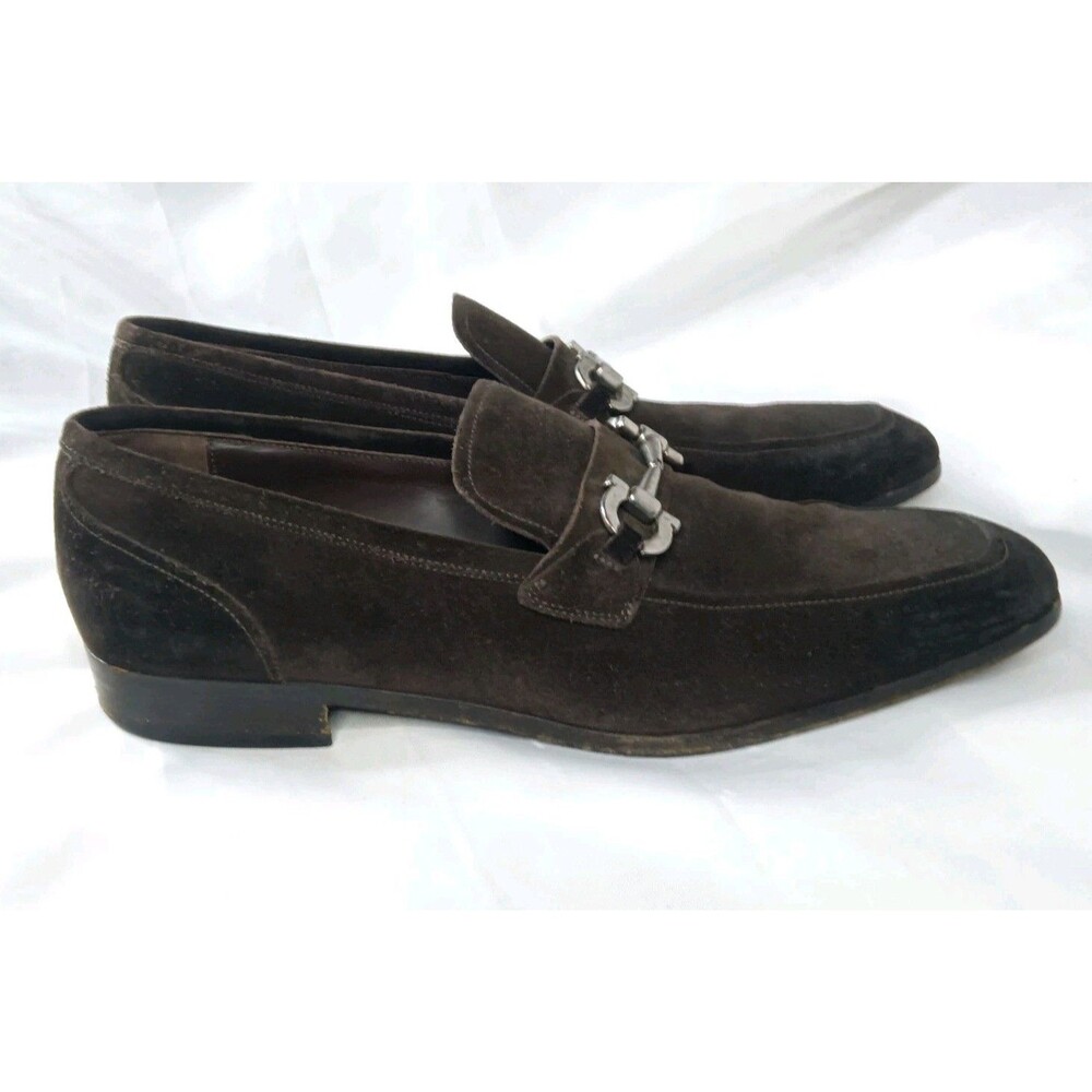 Salvatore Ferragamo Flori 2 Brown Suede Men's Loafers Shoes Size 10.5 D